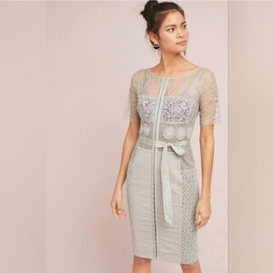 NWT byron Lars Beguile Carissima Gray Silver Sheath Dress 16P